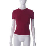 Zingj Women's Spring New Hot Selling Solid Color Round Collar Short Sleeve Basic T-Shirt Top-Outfit