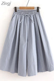 Women Summer Shorts Skirts Solid Elastic Waist Loose Casual Elegant Cotton Wide Leg Pants Korean Style Girls Midi