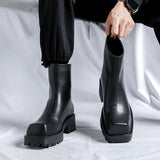 Zingj Square Sleeve Martens Men's Platform Short Boots Men Autumn / Winter Muffin Smoke Boots