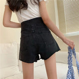 Women Streetwear Cute Hole High Waist Button Oversize S-5XL Soft Fashion Elegant Office Lady Summer Clothing Harajuku