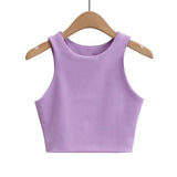 Zingj Yoga Female Training Double Layer Ultra Short Solid Color Vest-Outfit
