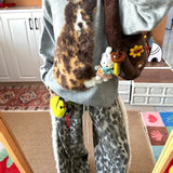 Dog Fuzzy Print Sweatshirt-Outfit