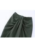Knot Pencil Long Skirt Women High Waist Pleated Split Skirt Sets Streetwear Summer Skirts Woman 2023 Elegant Midi