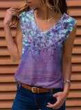 Loose Sleeveless V-neck Printed Vest