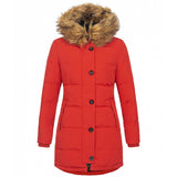 Women's Autumn And Winter New Ladies With Hats, Warm And Slim Cotton Clothes, Medium-Long Solid Color