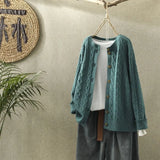 jacket women's solid cardigan retro literary round neck long sleeve all-match casual knitted sweater autumn