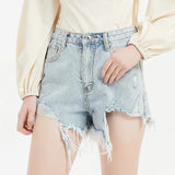 Waist Denim Shorts For Women Fashion Damaged Hole Jean Shorts Slim Streetwear Casual Women Pants Summer 2022