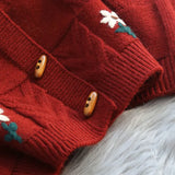 Horn Buckle New Year Red Sweater Cardigan Girl Autumn Winter Loose Lazy Wind New Year Red Knitted Coat