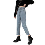 Zingj Jeans Female Autumn Loose Wide Leg Straight Leg Show Thin Large Size Fat Mm Harun Radish Dad Cigarette Pipe Pants-Outfit