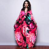 Print Deep V-neck Dress Batwing Sleeve Long Dresses Women 2022 Summer Dress Beachwear Bohemian Women Kaftan