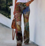 Zingj Plus Size Women's 2024 Ebay Large Size Women's Casual Pants Digital Print Pattern Pants-Outfit