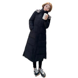 Over The Knee Long Cotton Jacket Coat Female 2024 Winter New Korean Version Of Fashion Slim Down Cotton Hat And Thick Padded Coat-Outfit