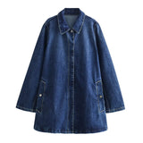 Spring 2024 New Women's Street Fashion Casual Denim Trench Coat W025 1017-Outfit