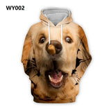 Autumn Mens Hoodies with Cap 3D Digital Dog Pet Print Long Full Sleeves Casual Hip Hop Counple Women Clothes Front