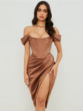 Quality Satin Bodycon Dress Women Party Dress New Arrivals White Midi Bodycon Dress Celebrity Evening Club