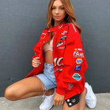 Jackets Print Baseball Female Gothic Grunge Women Unisex Race Hip Hop Streetwear Y2K Top Harajuku Female