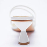 ZA Brand 2022 Summer New White One Word With Fashion Square Toe High Heels Sexy Stiletto Muller Sandals And Slippers Women