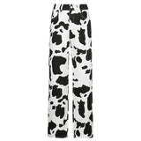 Casual Cow Print Denim Trousers Women Summer High Waist Jeans Pants Capris Ladies Hip Hop Fashion Pocket