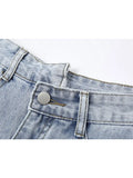 Ripped Jeans Shorts Women Belt Chain High Waist Denim Shorts Female Summer Chic Streetwear Stylish Sexy Hot Shorts