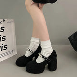 Hepburn Wind Single Shoes Women 2025 Winter New Fashion Retro Pearl Small Tall Heel Mary Jane Shoes