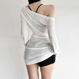 2025 Autumn New Women's Hottie Pure Desire Design Thin Perspective Irregular Waist Repair