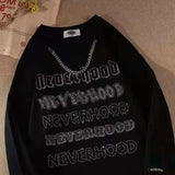 hot drill street hip-hop clothing chain pullover O-neck sweater womens 2022 spring design sense sweatshirts vintage