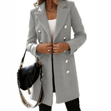 Autumn And Winter Long Sleeve Suit Collar Double Buckle Collar Buckle Coat Double Buckle Suit