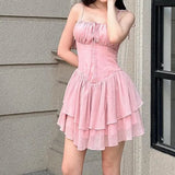 Lace Up Ruffle Corset Mini DressOutfit
