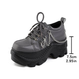 Babes Rock Dark Punk Round Head Height Tie With Thick-Soled Pine Pastry Shoes Sub-Cultural Small Leather