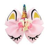 High Quality Bow With Cute Ear Design Hair Clip Ribbon Bow With Unicorn Horn Hair Accessories