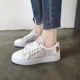 Women Shoes 2022 Fashion Summer Casual Ladies Shoes Cutouts Lace Canvas Hollow Breathable Platform Flat Shoes Woman