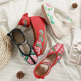 Zingj Heels Single Shoes Dance Shoes Embroidered Cloth Shoes Inside The High Slope And Spring And Autumn Women's Shoes Ethnic