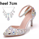 Tuxedo Diamond Wedding Shoes 9 Fine Heel Pointed Sandals Luxury Water Drill Wedding Shoes