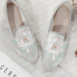 Zingj Grain Bottom Square With Muller Single Shoes Lotus Embroidered Cloth Shoes Bright Silk Cloth Fashion A Foot Pedal Women's