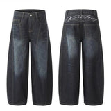 Street Vintage Water Wash Scissors Jeans Babes Design Broad Legs Casual Thin To Make Old Tug