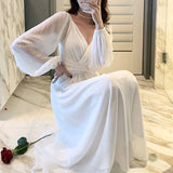 Women Spring Women Maxi Robe Elegant Ladies Long Lantern Sleeve Fashion Vestdios Female Party High Waist