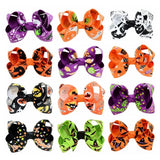 12 Colors Pumpkin Halloween Kids Grosgrain Ribbon Bows Barrettes Girl Hairclip Boutique Hairpins Kids Hair Accessories