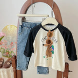 Cotton Children Cartoon T Shirts Cute Animal Print Baby Long Sleeve T Shirt For Boys Girls Tee Kids Casual Pullover