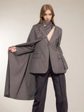 Personality Niche 2025 Autumn New Scarf Collar Hollow Out A Variety Of Wear Suit Pure Color Coat