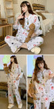Solid Pajama Sets Women Simple V-neck Long Sleeve Homewear M-3XL Casual Breathable Loose Single Breasted Pyjamas