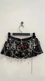 Black Micro Pleated Cross Chain Skirt-Outfit
