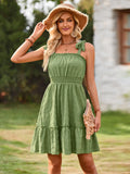 Wind Casual Women's Wear 2025 Summer New One-Word Shoulder Pull Flounce