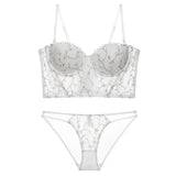 Women's Underwear Set Bra Pants Embroidery Lace Steel Rubber Bone Push Up Bras French Sexy Prevent Sagging Lingerie