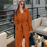 Women's Long-Term 2025 Spring And Autumn New Korean Version Of Large-Size Small Man Popular British Wind Coat Over The Knee