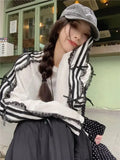 Lace Striped Bow Long Sleeved Top- Outfit