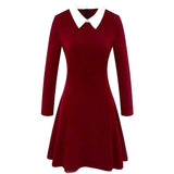 OL Solid Party Swing Dress Black Red Long Sleeve Autumn Winter Casual Stylish Elegant Retro Slim Bandage A Line