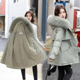 2022 New Cotton Thicken Warm Autumn Winter Jacket Coat Women Casual Long Parka Winter Clothes Fur Lining Hooded