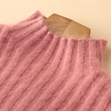 100% Mink Cashmere Knitted Pullover Women's Sweater Jumper Super Warm Female Soft Elasticity Slim Sweater Full