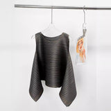 Folded Women's Summer Solid Color Top Sleeker-Less Collar Fashion Loose Daily Simple Wear Commuting