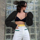 Ultra-short Sweater Coat Autumn Winter Long Sleeve Loose Knitted Crop Tops Solid Color Sexy Cardigan Sweaters